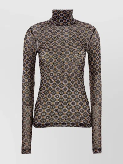 DRIES VAN NOTEN SEQUINED TURTLENECK LONG SLEEVE TOP