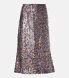 Dries Van Noten Sibyl Sequined Wool-blend Midi Skirt In Multicoloured