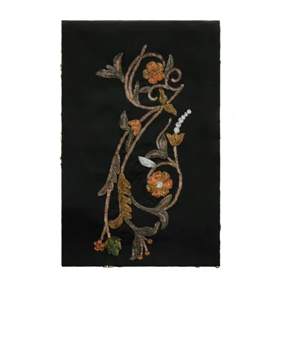 Dries Van Noten Sequin-embellished Embroidered Crepe Scarf In Black