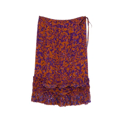Dries Van Noten Sequin-embellished Ruffled-trim Midi Skirt In Multi