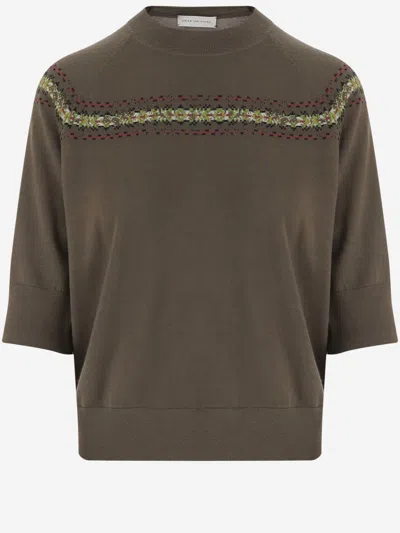 Dries Van Noten Sequin-embellished Wool Sweater In Yellow
