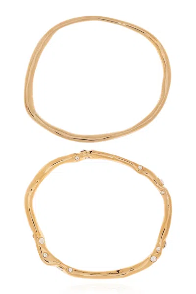 Dries Van Noten Set Of Two Bracelets In Golden