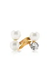 DRIES VAN NOTEN SET-OF-TWO GOLD-PLATED PEARL; CRYSTAL RINGS
