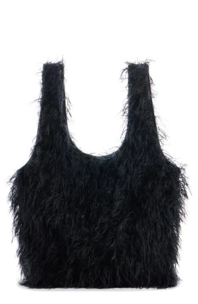 Dries Van Noten Shaggy Faux Fur Tote In Black
