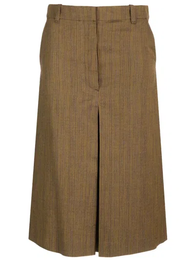 Dries Van Noten Sulia Slit Detailed Midi Skirt In Yellow