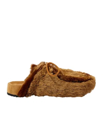Dries Van Noten Shearling Clogs In Brown