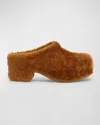 Dries Van Noten Shearling Cozy Slide Clogs In 712 Tan