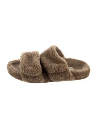 Pre-owned Dries Van Noten Shearling Espadrilles In Brown