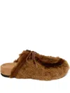 Dries Van Noten Shearling Lace-up Mules In Brown