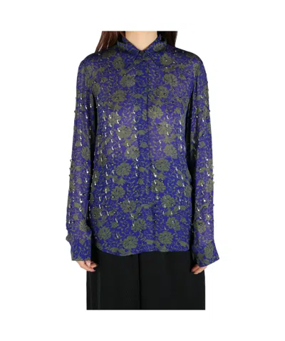 Dries Van Noten Sheer Appliqué Blouse In Black