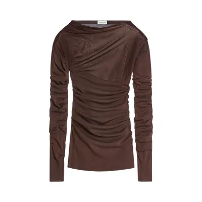 Pre-owned Dries Van Noten Sheer Draped T-shirt 'brown' | Men's Size S