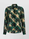 Dries Van Noten Sheer Fabric Pointed Collar Long Sleeves Shirt In Green