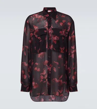 Dries Van Noten Sheer Floral Shirt In Black