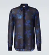 Dries Van Noten Sheer Floral Shirt In Blue
