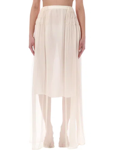 Dries Van Noten Sheer High-waist Maxi Skirt In Beige