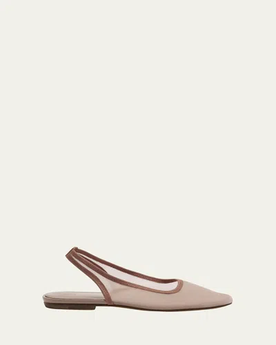 Dries Van Noten Sheer Mesh Slingback Ballerina Flats In Blush