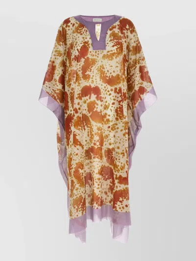 Dries Van Noten Sheer Overlay Abstract Print Kaftan In Multi