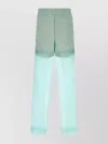Dries Van Noten Sheer Overlay Elastic Waistband Back Pockets In Blue