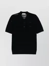 Dries Van Noten Short Sleeve Black Polo In Striped Mesh Knit In Green