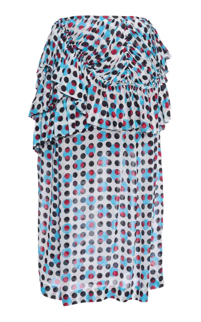 Dries Van Noten Shelby Polka-dot Georgette Mini Skirt In Blue