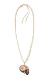 Dries Van Noten Shell Pendant Necklace In Gold