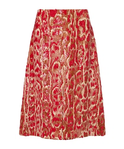 Dries Van Noten Shera Sequined Midi Skirt In Red