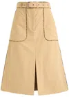 Dries Van Noten Sheraz Belted Cotton-poplin Midi Skirt In Brown