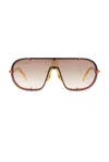 Dries Van Noten Shield Sunglasses In Rust  Honey  & Brown Gradient