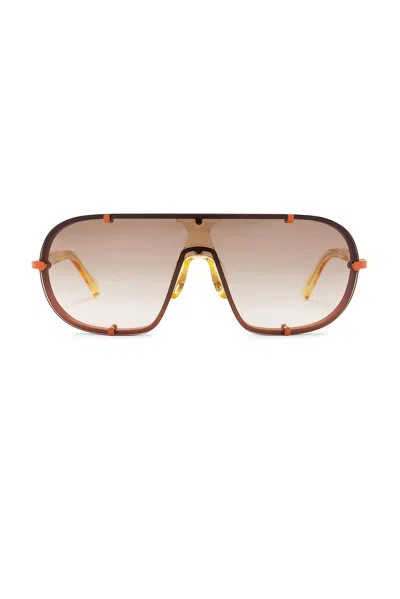 Dries Van Noten Shield Sunglasses In Rust  Honey  & Brown Gradient