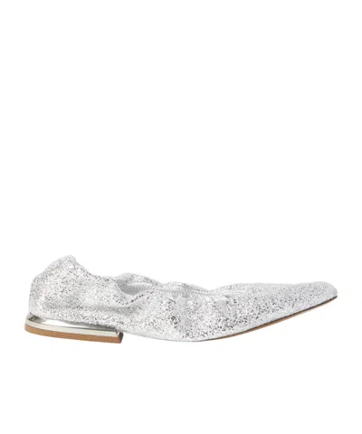 Dries Van Noten Shiny Flats In White