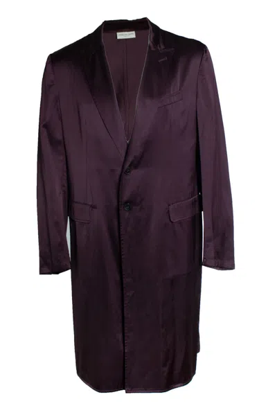 Dries Van Noten , Shiny Overcoat In Burgundy In Purple