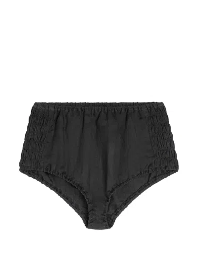 Dries Van Noten Shirred Micro Shorts In Black