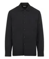 Dries Van Noten Cornish Black Tech Fabric Shirt With Pointed Collar In Black