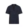 Dries Van Noten Short-sleeved Blue Shirt With Classic Collar In Blue