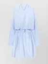 Dries Van Noten Dindi Belted Long-sleeve Shirtdress In Blue