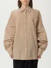 Dries Van Noten Camicia Oversize  In Misto Cotone A Righe In Brown