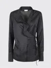 Dries Van Noten Polka Dot Long Sleeve Ruffled Top In Black