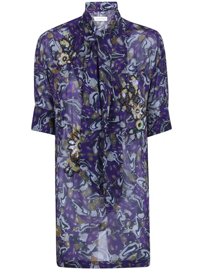 Dries Van Noten Calma Floral Scarf Shirt Long Sleeves In Multi