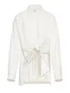 Dries Van Noten Embellished Gathered Cotton Blouse In White