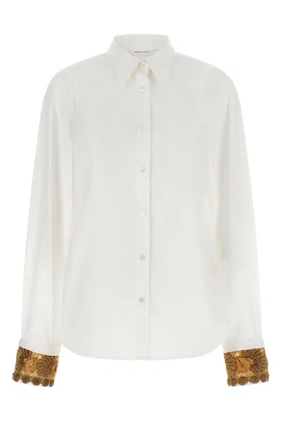 Dries Van Noten Shirt With Embroidered Cuffs In White
