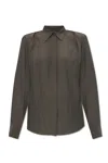 Dries Van Noten Women Silk Blend Satin Shirt In Green