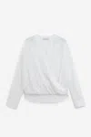 Dries Van Noten Front Draped V-neck Top With Buttoned Cuffs In Multi