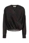 Dries Van Noten Camiel Printed Long-sleeve Wrap Top In Black