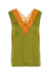 Dries Van Noten Pistachio Green Stretch Satin Ciesta Top In Green