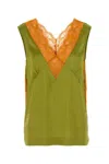 Dries Van Noten Pistachio Green Stretch Satin Ciesta Top In Green