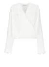 Dries Van Noten White Shirt With Draping And V-neck In Cotton Poplin Woman In White
