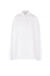 Dries Van Noten Pinstripe Button-down Shirt In Soft Viscose-cotton Blend In White