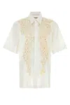 Dries Van Noten Cassidye Shirt With Embroidered Short Sleeves In Neutral