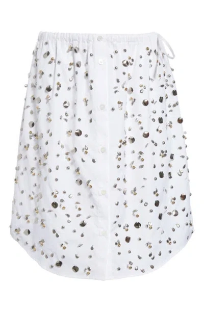 Dries Van Noten Shirty Embellished Poplin Miniskirt In White