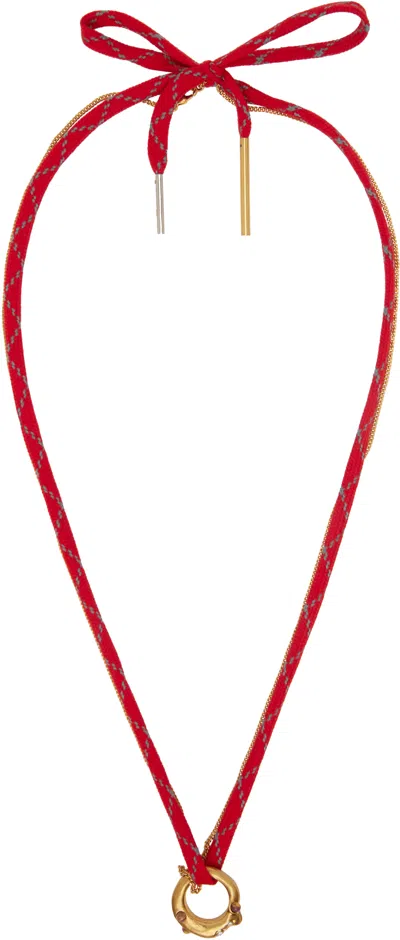 Dries Van Noten Shoelace Necklace In Red